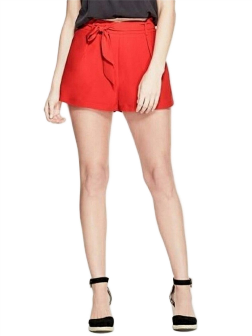 GUESS Ruell red high waist belted pleated Dress Shorts